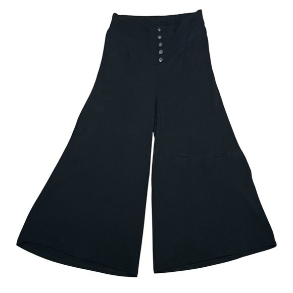 ANTHROPOLOGIE Women XS Lucerne Pants Black  Wide leg High rise Crop Stretch - Picture 4 of 10